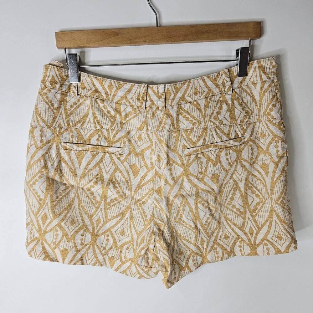 Anthropologie Elevenses Shorts Womens Size 8 Tiled Tide Natural Motif - Picture 3 of 5